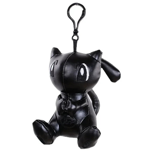 Black Leather Mew Plush Keychain