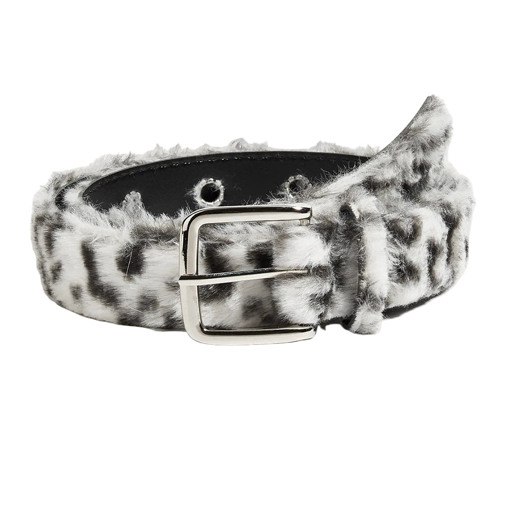 White Leopard Fur Belt