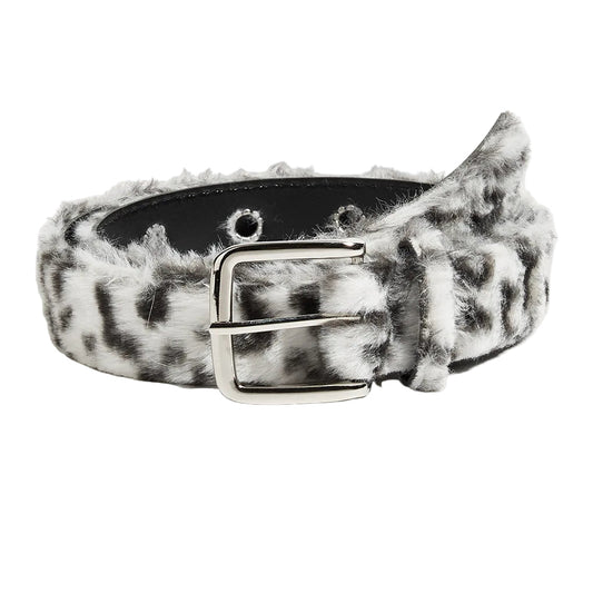 White Leopard Fur Belt