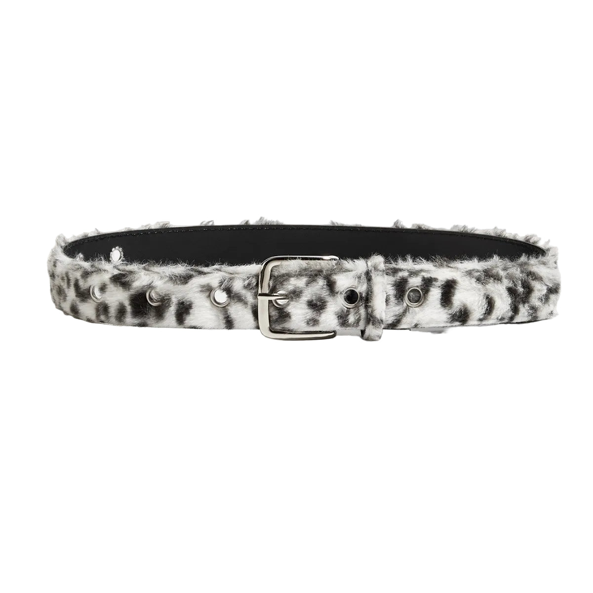 White Leopard Fur Belt